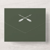 Minimalistische pijlen bruiloft | Olijfgroen All In One Uitnodiging (Achterkant)