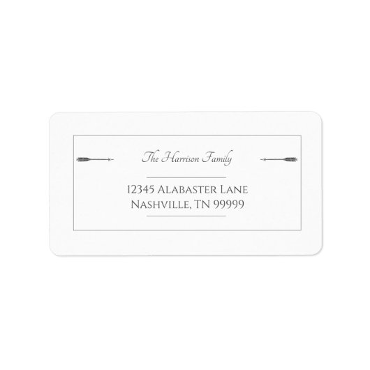 Minimalistische pijlen bruiloft | Wit adres Etiket (Voorkant)
