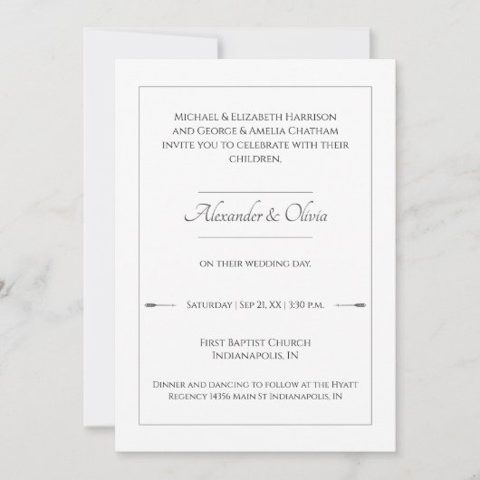 Minimalistische pijlen bruiloft | Wit Kaart (Voorkant)