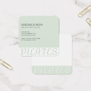 Minimalistische Pilates Mint Green Square Visiteka Vierkante Visitekaartjes