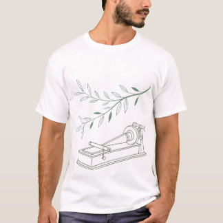 Minimalistische Pilates Reformer & Olijftak Salie T-shirt