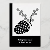 Minimalistische Pine Cone Folie Zakelijke vakantie Folie Uitnodiging (Voorkant)