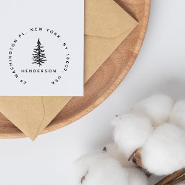 Minimalistische Pine Tree Simple Round Return-adre Rubberstempel