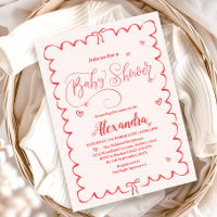 Minimalistische Pink Bow Doodle Baby shower