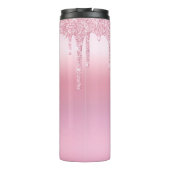 minimalistische Pink Dripping Glitter Thermosbeker (Achterkant)