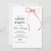 Minimalistische Pink Ribbon Graduation Party Kaart (Voorkant)