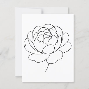 Minimalistische Pioenbloem Lijnkunst Briefkaart