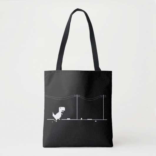 Minimalistische Pixel Dinosaur Canvas tas (Voorkant)