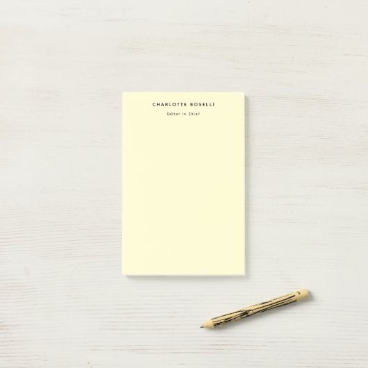 Minimalistische Plain Classical Professional Cream Post-it® Notes (Op bureau)