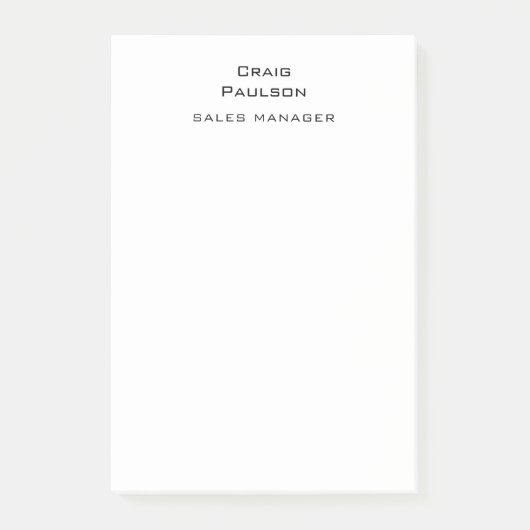 Minimalistische Plain Klassiek Zwart & Wit Post-it® Notes (Voorkant)