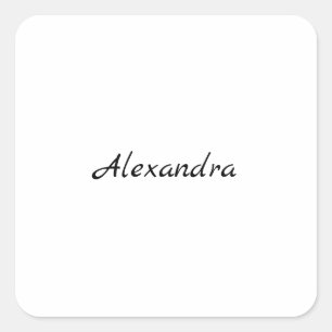 Minimalistische Plain Klassieke Eigen Naam Zwart W Vierkante Sticker