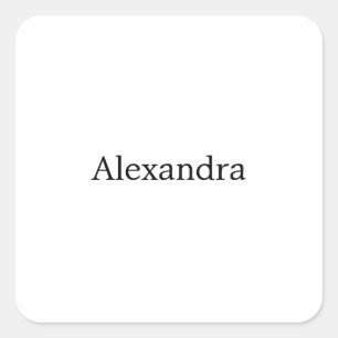 Minimalistische Plain Klassieke Eigen Naam Zwart W Vierkante Sticker