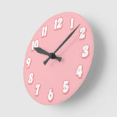 Minimalistische Plain Pastel Roze Wit Retro Ronde Klok (Hoek)