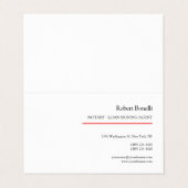Minimalistische Plain Red White Moderne Notaris Visitekaartjes (Buitenkant ongevouwen)