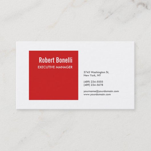 Minimalistische Plain Rood Wit Modern Mooi Visitekaartje (Voorkant)