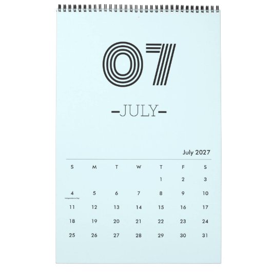Minimalistische Planners Kalender (Jul 2027)