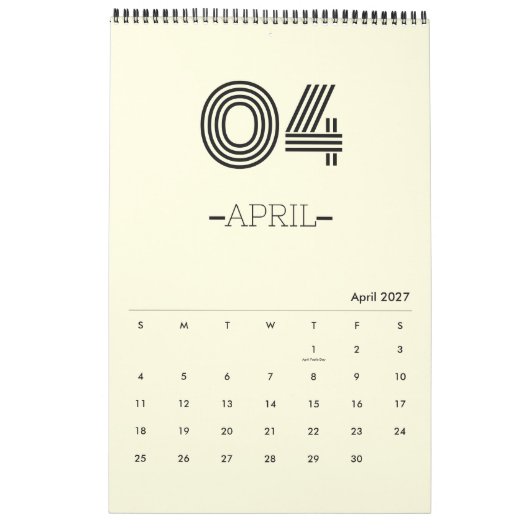 Minimalistische Planners Kalender (Apr 2027)