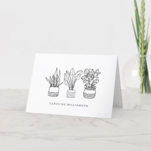 Minimalistische Plantlijn Geschetste Naam Bedankkaart