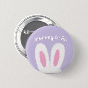 Minimalistische pluizige konijn baby shower mama t ronde button 5,7 cm