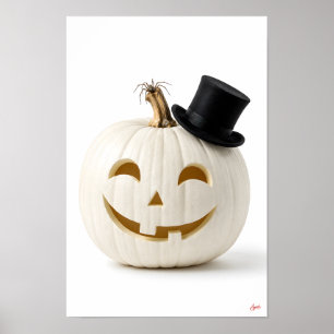 Minimalistische pompoen met hoed poster
