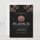 Minimalistische pompoen Spooky Carving Party Hallo Kaart (Voorkant)