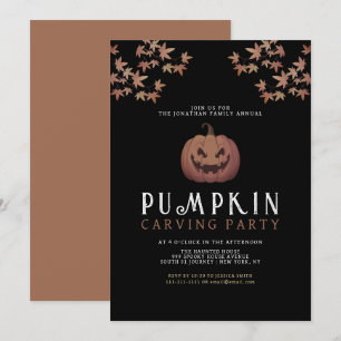 Minimalistische pompoen Spooky Carving Party Hallo Kaart