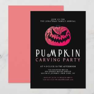 Minimalistische pompoen Spooky Carving Party Hallo Kaart