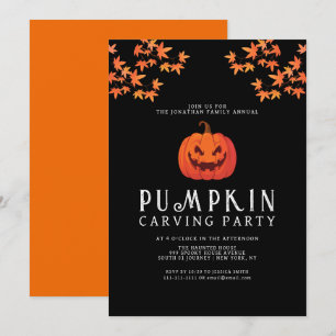 Minimalistische pompoen Spooky Carving Party Hallo Kaart