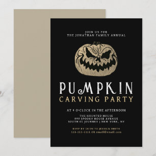 Minimalistische pompoen Spooky Carving Party Hallo Kaart