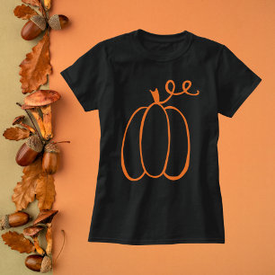 Minimalistische pompoenschets herfst t-shirt