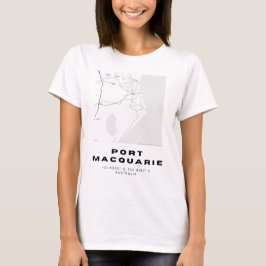 Minimalistische Port Macquarie kaart met coördinat T-shirt
