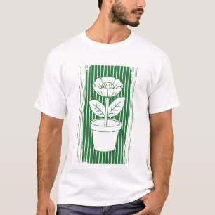 Minimalistische potlijnwerk groene retro-kunst t-shirt