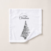 Minimalistische potlood kerstboom handdoek badset (Wasdoekje)