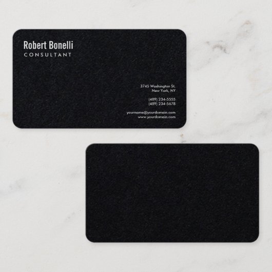 Minimalistische Premium Zwart Modern Custom Visitekaartje (Voorkant / Achterkant)