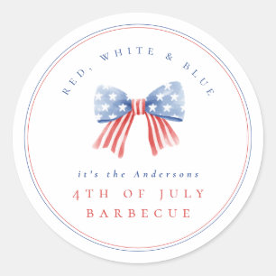 Minimalistische Preppy Amerikaanse Vlag Strik 4 ju Ronde Sticker