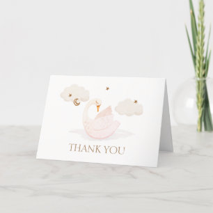 Minimalistische Princess Swan Moon Star Baby showe Bedankkaart