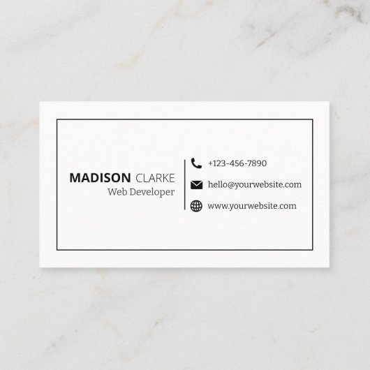 Minimalistische Professionele Freelancer QR Code M Visitekaartje (Achterkant)