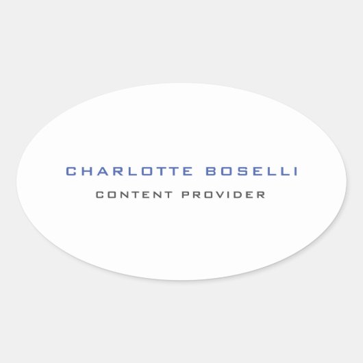 Minimalistische professionele Jouw naam titel bero Ovale Sticker (Voorkant)