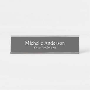 Minimalistische professionele moderne effen grijze bureau naambordje