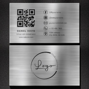Minimalistische professionele neps Metaal Logo QR- Visitekaartje