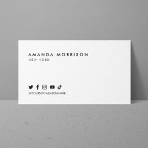 Minimalistische Professionele Sociale Media Wit Visitekaartje
