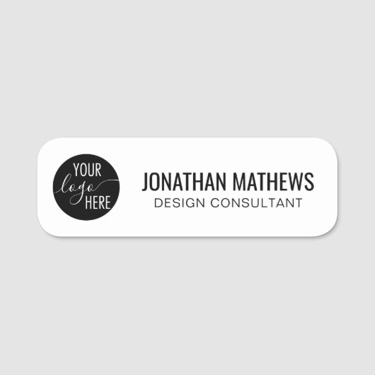 Minimalistische professionele witte bedrijf Logo Naamplaatje (Voorkant)