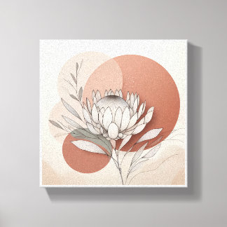 Minimalistische Protea Botanische Kunst - Elegante Canvas Afdruk