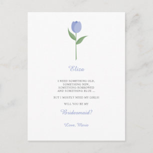 Minimalistische PurpleTulip voor aanzoek aan bruid Briefkaart