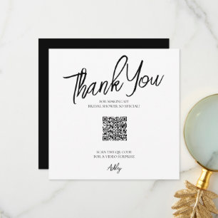 Minimalistische QR-code bruidsfeest bedankkaart