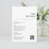 Minimalistische QR-code bruiloft details Informatiekaartje (Staand voorkant)