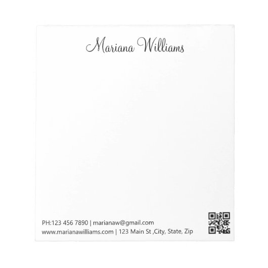 minimalistische qr code business trendy chic notitieblok (Voorkant)