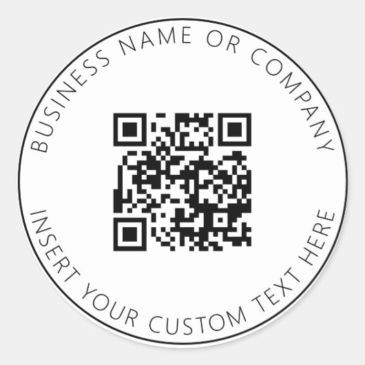 Minimalistische QR-code Business White Simple Ronde Sticker (Voorkant)
