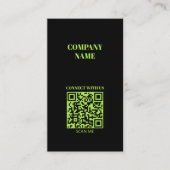 Minimalistische QR-code fluorescerend groen Visitekaartje (Voorkant)