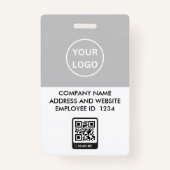 Minimalistische QR Code ID Kaart Grijs Fotonaam Lo Badge (Achterkant)